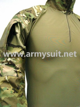Combat Shirt & Pants Multi Camo Elbow Knee Pads