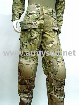 Combat Shirt & Pants Multi Camo Elbow Knee Pads
