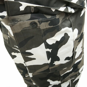Camouflage BDU Cargo Pants Mid Waist Straight Pattern Button Fly Closure